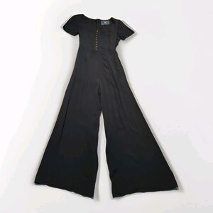 Anthropologie Maeve Sienna Jumpsuit Womens 6 Black Wide Leg Flowy